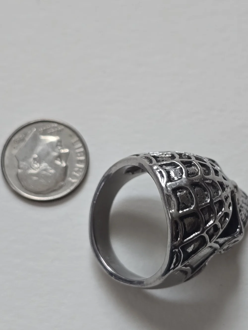 Men's Silver Skull Web Ring - Gothic Statement Jewelry Size 11